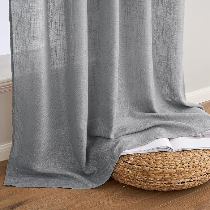 MIULEE Grey Linen Curtains 52x96 Inch Long - Image 7