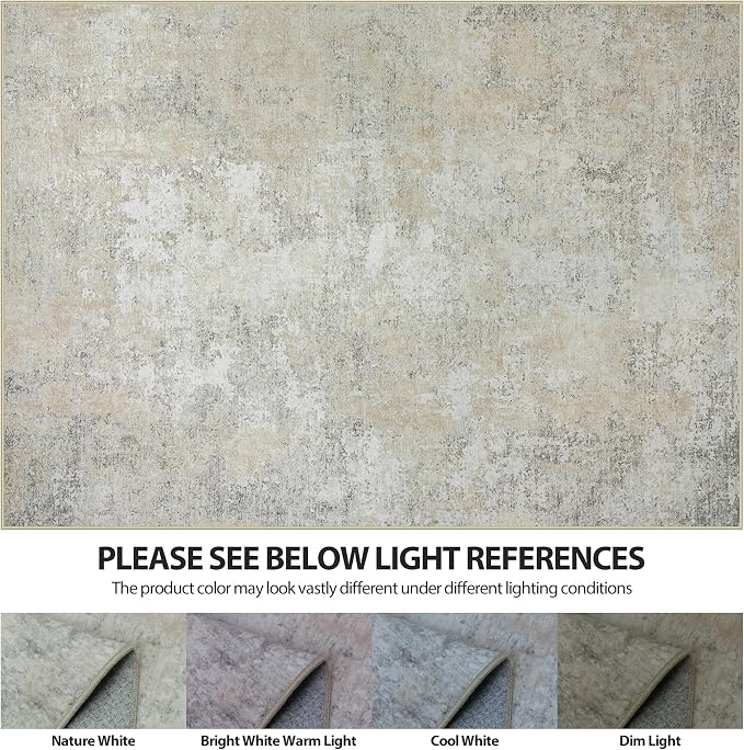Aelenmu 10x14 Area Rugs for Living Room Washable Dining Room Beige Grey | - Image 6