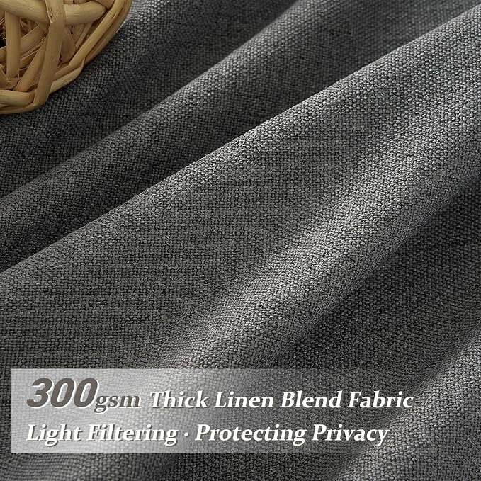 Dark Grey Pleat Semi Sheer Curtains 96 Inches Long - Image 3
