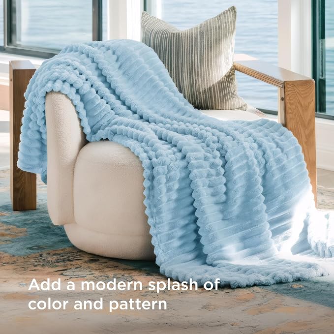 Bedsure Soft Twin Blanket for Bed Decor Gifts Light Blue 60"x80" | Birthday - Image 3