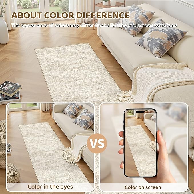 UERMEI 2x6 Washable Runner Rug for Hallway, Non Slip Low Pile Kitchen Carpet - Image 6