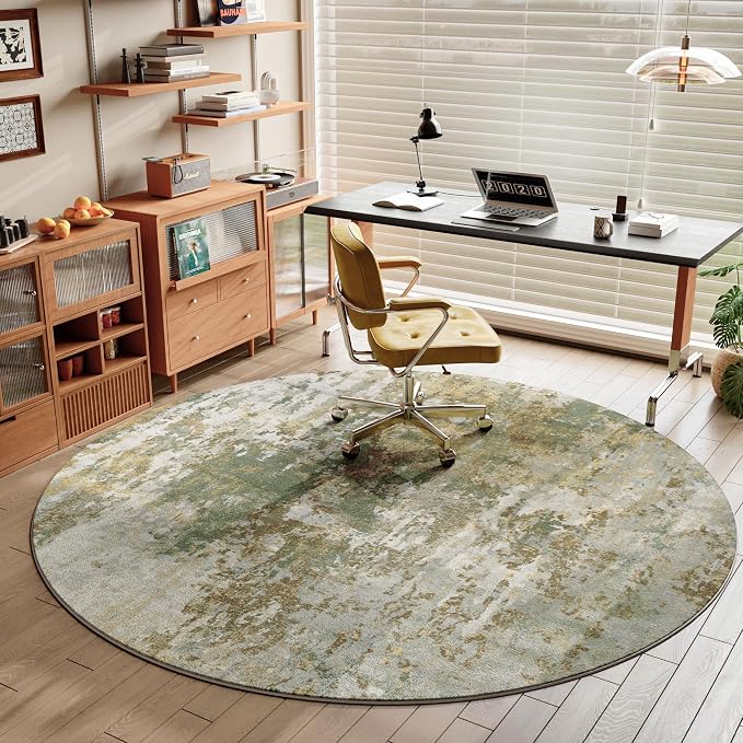 Green Round Rugs 6ft Washable Circle Area Rug - Image 3