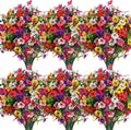 SHareconn 36 Bundles Artificial Flowers for Outdoors, Faux Plants Fake Silk Colorful Daisy Eucalyptus Lavender, UV Resistant for Outside Home Porch Patio Spring Decor, RedRosyPurpleYellowPinkWhite