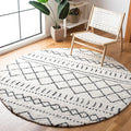 SAFAVIEH Arizona Shag Collection Area Rug - 3'2" Round, Ivory & Black, Moroccan Design, 1.6-inch Thick, Non-Shedding, Ideal for High Traffic Areas in Living Room, Bedroom, Dining (ASG741Z-3R)