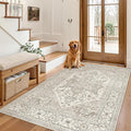 Madane Area Rug 3x5, Washable Vintage Entry Rugs by Madane