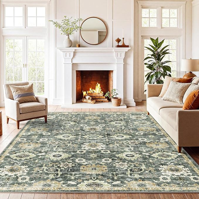 AMADA HOMEFURNISHING 5x7 Area Rugs, Washable Living Room Rug Low-Profile by AMADAHOMEFURNISHING