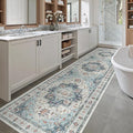 Madane Hallway Runner Rug 2'6''x10' Blue, Washable Vintage Kitchen Runners | by Madane