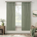 Green Linen Blend 72 Inch Light Filtering Pleat Boho Curtains 50 Inch Wide | by Twodrapes