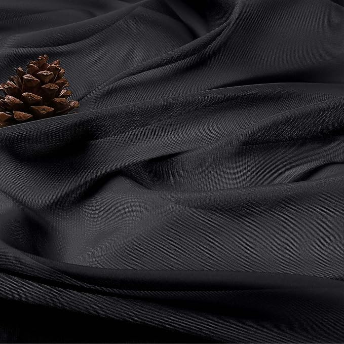 Black Sheer Curtains 72 Inches Long 2 Panels Set, Transparent Voile Sheer - Image 8