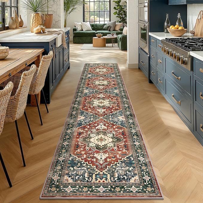 Yamaziot Washable Runner Rug, 2x10 Non-Slip Boho Hallway Kitchen Rug | Stain - Image 5