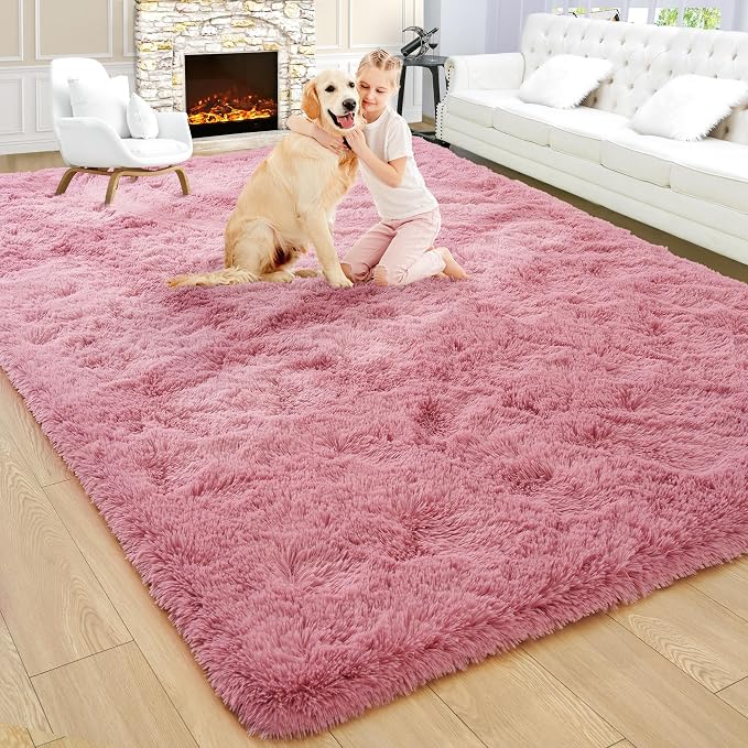 8x10 Extra Large Blush Fluffy Soft Area Rug Non-Slip by ModernHomeDecor
