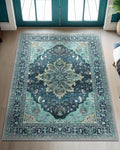 RELEANY Washable Area Rug, Teal | Non-Slip, Water Repellent, Pet Friendly by RELEANY