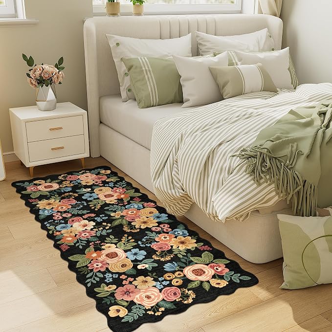 DUKINO 2x5 Washable Runner Rug, Floral Non Slip Rug - Image 6