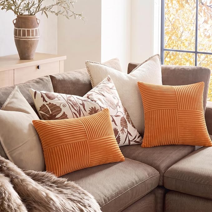 Fancy Homi 2 Packs Burnt Orange Decorative Throw Pillow Covers 20x20 Inch - Image 5