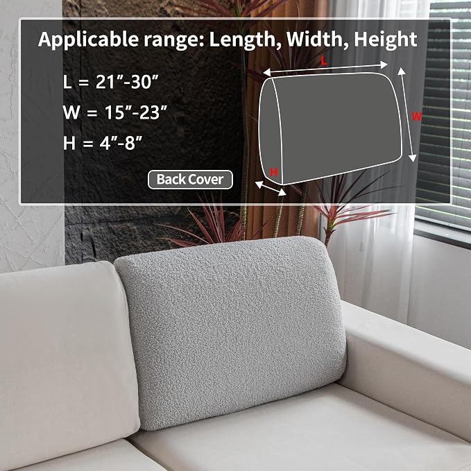 OHSIO Couch Cushion Covers for Sectional Sofa, Stretch Soft Sofa Slipcovers - Image 2
