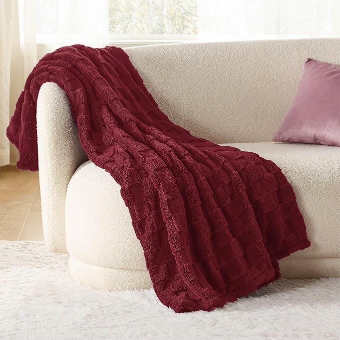 Bedsure GentleSoft Burgundy Throw Blanket - Image 2