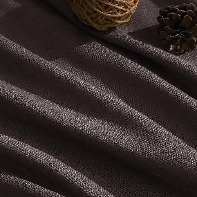 Cocoa Coffee Linen Curtains 84 Inch Length 2 Panels Set - Image 5