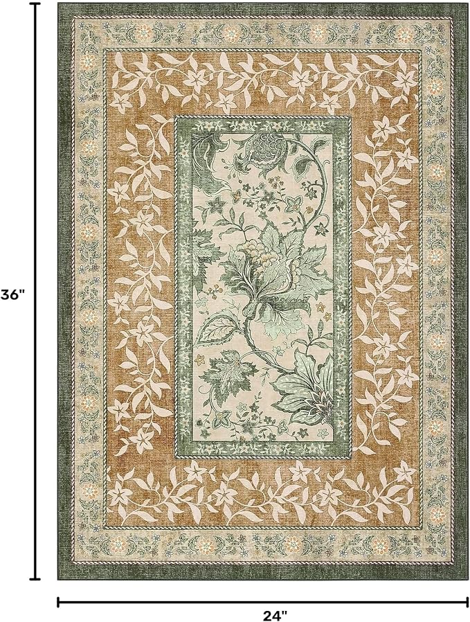 GarveeHome Terracotta Olive Sage Green 2x3 Door Mat Indoor Rugs - Image 2