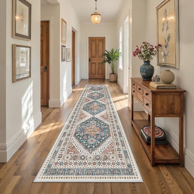 2.5x10 Kitchen Runner Rug Non Slip Vintage Washable Rugs, Carpet Runner - Image 5