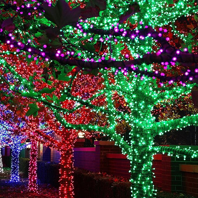 Dazzle Bright Green Christmas String Lights, 100 LED 33 FT Halloween Lights with 8 Modes, Waterproof Christmas Decorations for Indoor Outdoor Holiday Party Home Tree Decor