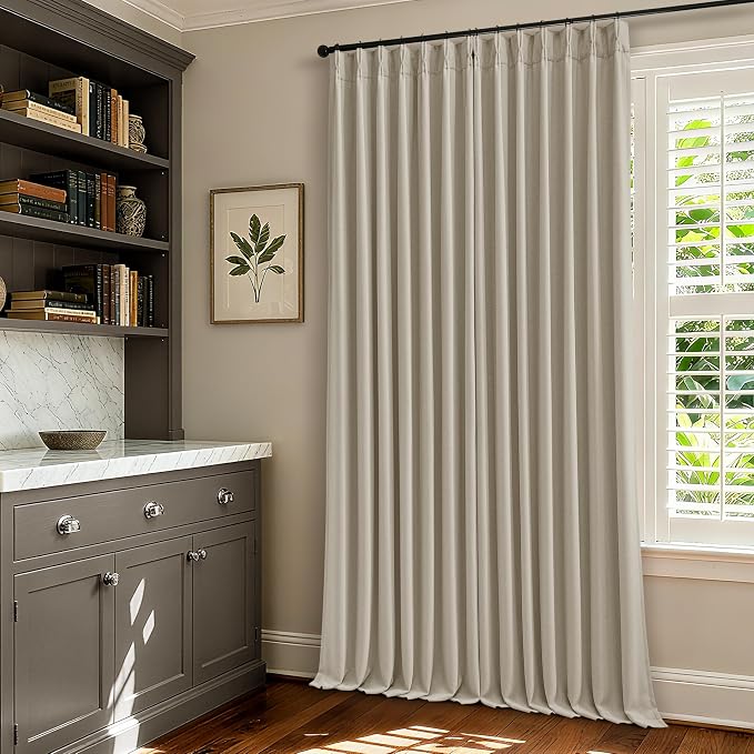Oatmeal Extra Wide 100% Black Out 102 Inch Curtains - Image 7