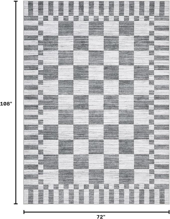 GarveeHome Grey Checkered Rug 6x9 Area Rugs Living Room Checkerboard Rug | - Image 2
