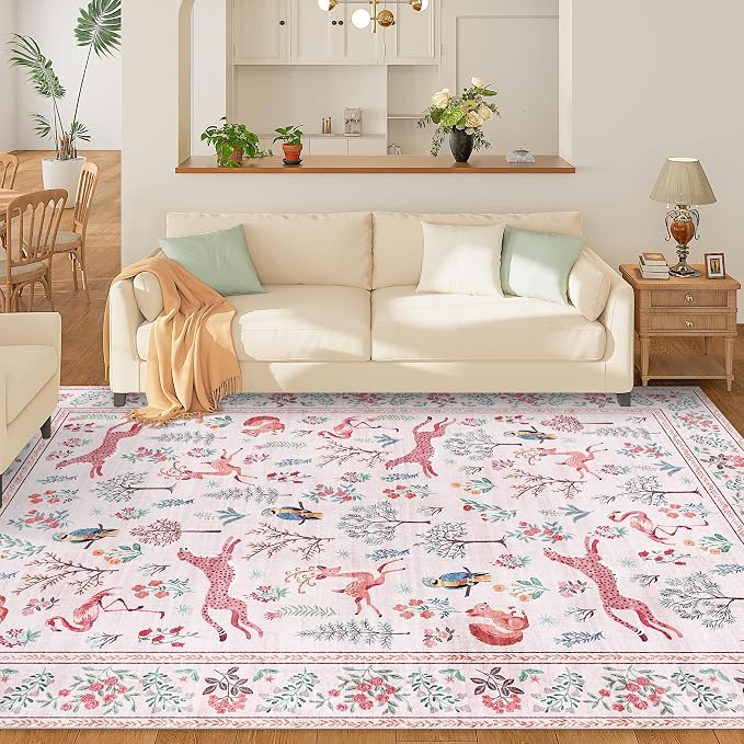 DUKINO 5x7 Area Rugs, Washable Animal Rug - Image 3