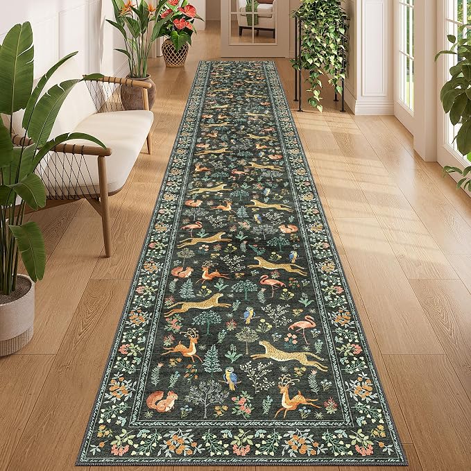 DUKINO 2x12 Washable Runner Rug, Non Slip Animal Rug by DUKINO