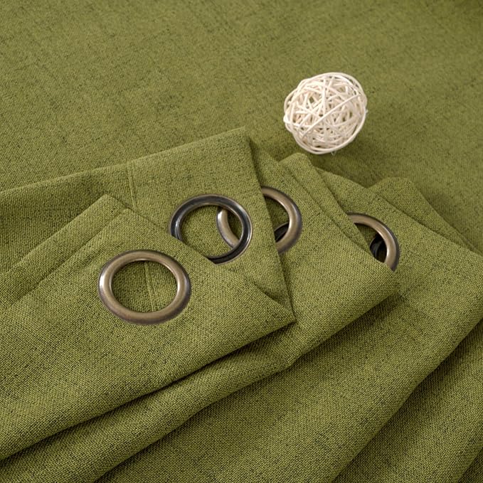 YoungsTex Green Linen Curtains 45 Inches Length, Short Window Drapes Light - Image 7
