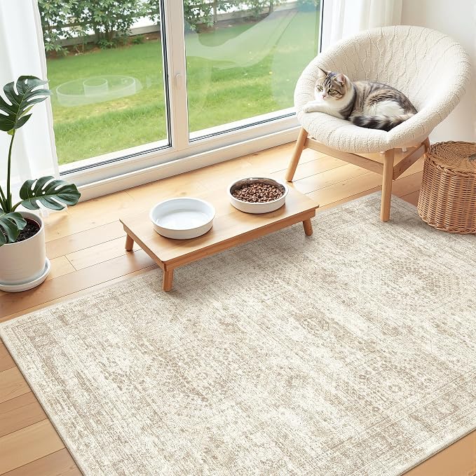 3x4 Rugs for Entryway, Washable Area Rug, Neutral Rug, Stain Resistant Indoor - Image 5