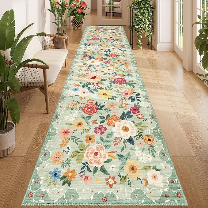 DUKINO 3x12 Washable Runner Rug, Long Hallway Runner Rug Non Slip, Low Pile by DUKINO