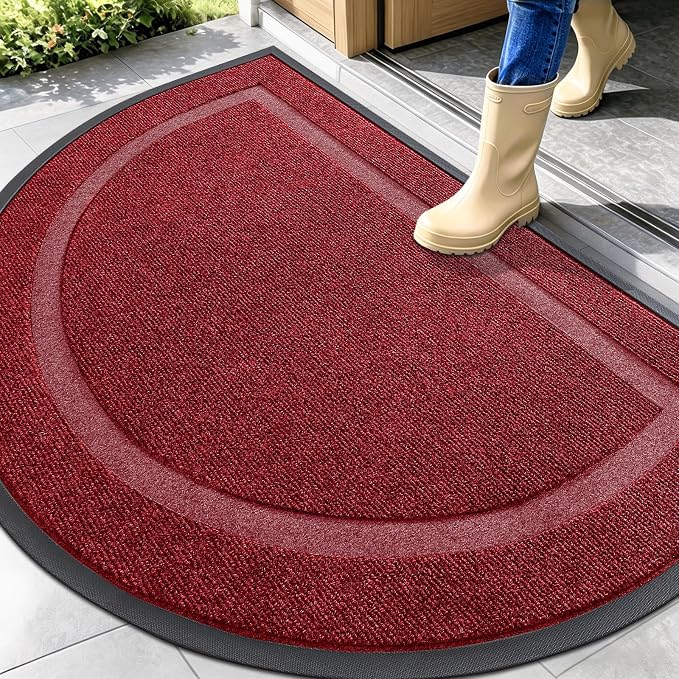 OLANLY Half Circle Front Door Mat Outside 47x32 All-Season Rubber Doormat | by OLANLY