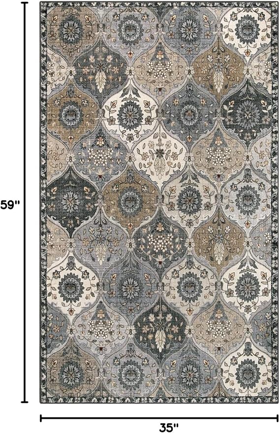 Lahome Moroccan Trellis Washable Area Rugs, 3x5 Rug - Image 2