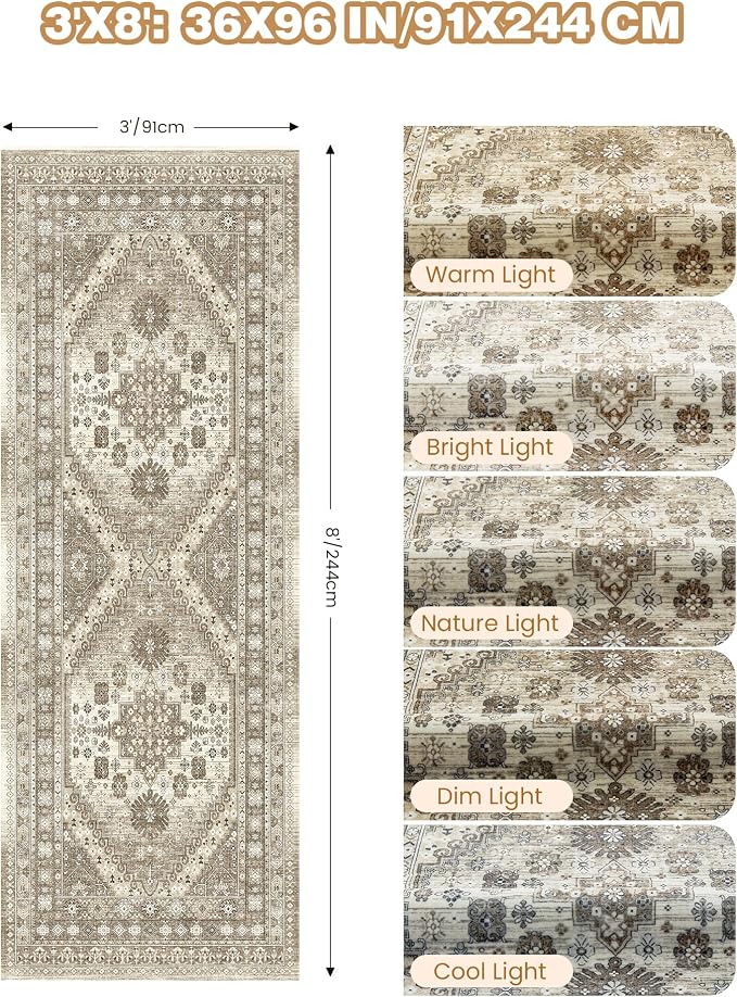 3x8 Runner Rug Non Slip Washable Rugs - Image 2