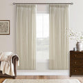 Semi Sheer Flax Linen Blend Pinch Pleat Beige Linen 72 Inch Curtains 50W | by Twodrapes