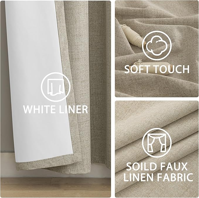 Yakamok Natural Linen Textured Curtains 90 Inches Long - Image 6