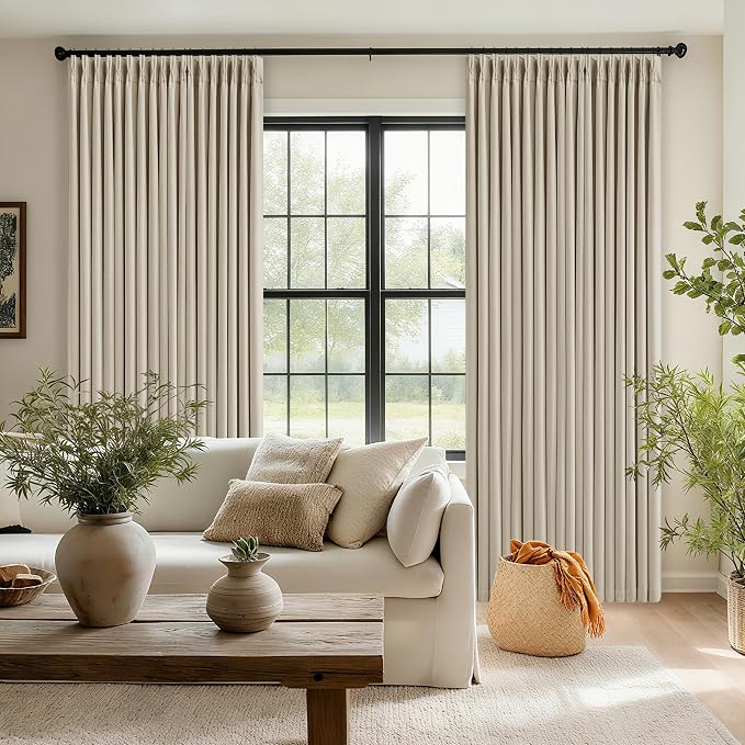112 Inch Linen Blackout Curtains Pinch Pleated - Image 8