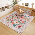 DUKINO 4x6 Area Rug, Floral Washable Rug Non Slip Office Chair Mat, Stain by DUKINO
