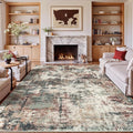 Rugflix 9x12 Area Rugs for Living Room, Washable Rust Brown Green Large Rug | by RugflixAreaRugs