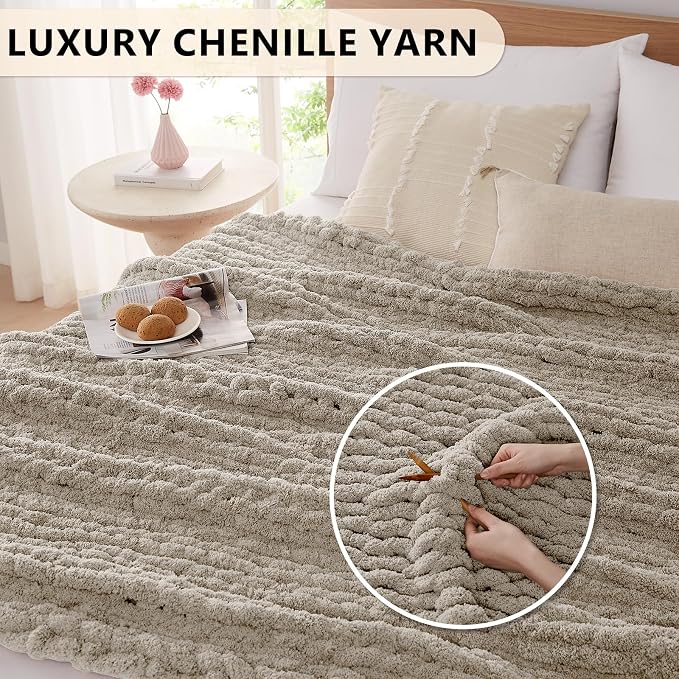 L'AGRATY Chunky Knit Throw Blanket - Image 3