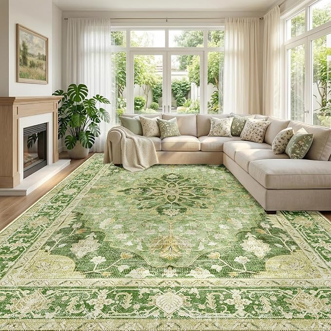 RELEANY Washable Area Rug, Large 10'x12', Water Repellent, Pet Friendly by RELEANY