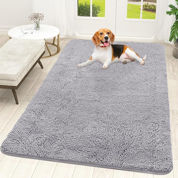 OLANLY Dog Door Mat for Muddy Paws 59x35, Super Absorbent Chenille Mud Mat | by OLANLY