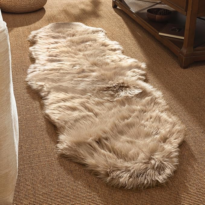 Ashler Faux Fur Rug, 2 x 6 Feet, Machine Washable | Fluffy Shaggy Rug, Ultra by AshlerHomeDeco