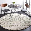 SAFAVIEH Arizona Shag Collection Area Rug - 3'2" Round, Ivory & Green, Moroccan Design, Non-Shedding & Easy Care, 1.6-inch Thick, Ideal for The Living Room, Dining, Bedroom (ASG741Y)