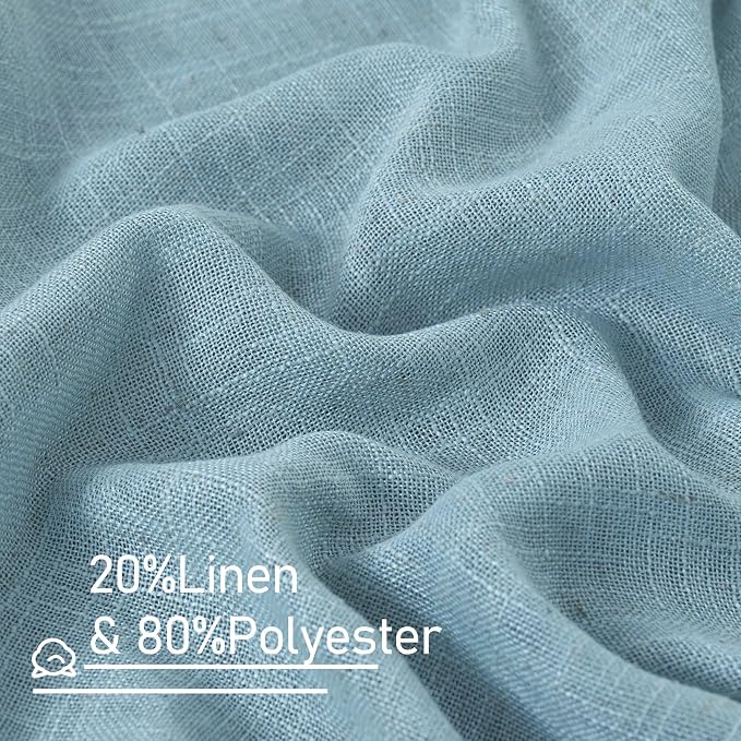 Stone Blue Linen Curtains 90 Inch - Image 2