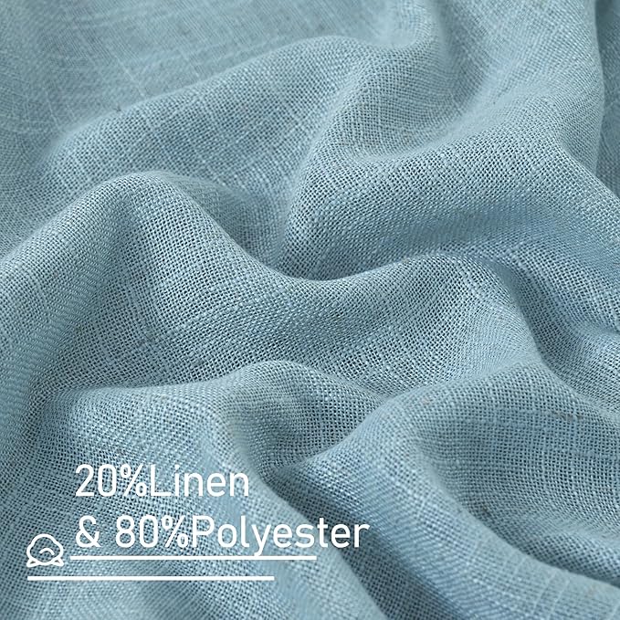 Stone Blue Linen Curtains 54 Inch Length 2 Panels - Image 2
