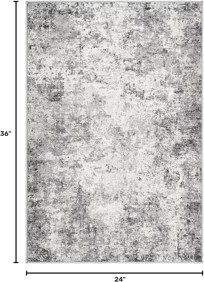 UERMEI 2x3 Entryway Area Rug: Washable Neutral Modern Abstract Small Rug - Image 2