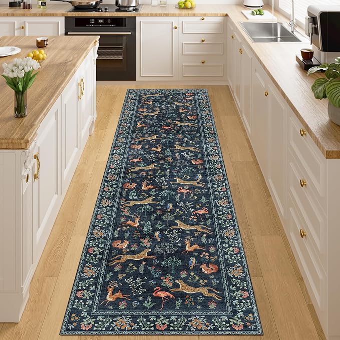 DUKINO 2x8 Washable Runner Rug, Non Slip Animal Kitchen Rugs, Low Pile by DUKINO