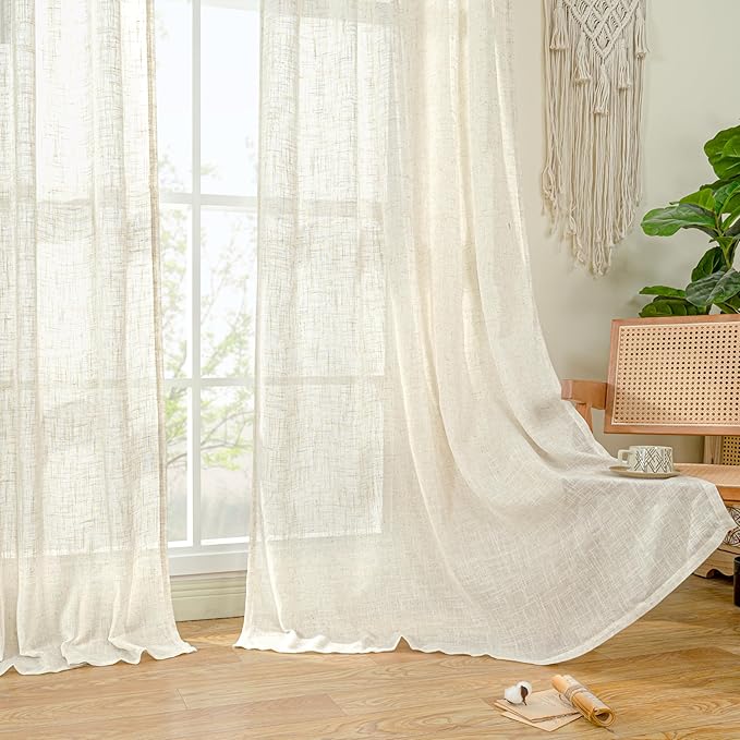 108 inch Semi Sheer Linen Curtains - Image 9