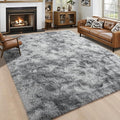 6x9 Large Tie-Dyed Grey Fluffy Area Rug Non-Slip by ModernHomeDecor